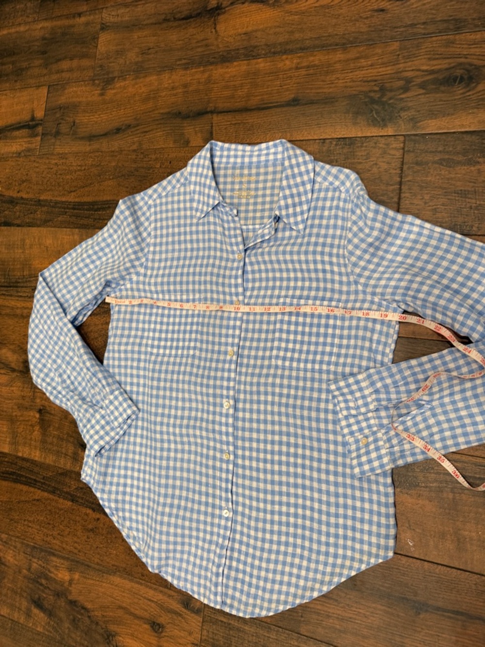 Lilly Pulitzer Blue Gingham Linen Button Down Shirt Small - Picture 5 of 6